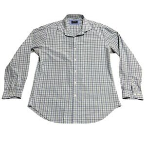 Esquire Men's Slim Fit Dress Shirt Blue Green Size 16.5